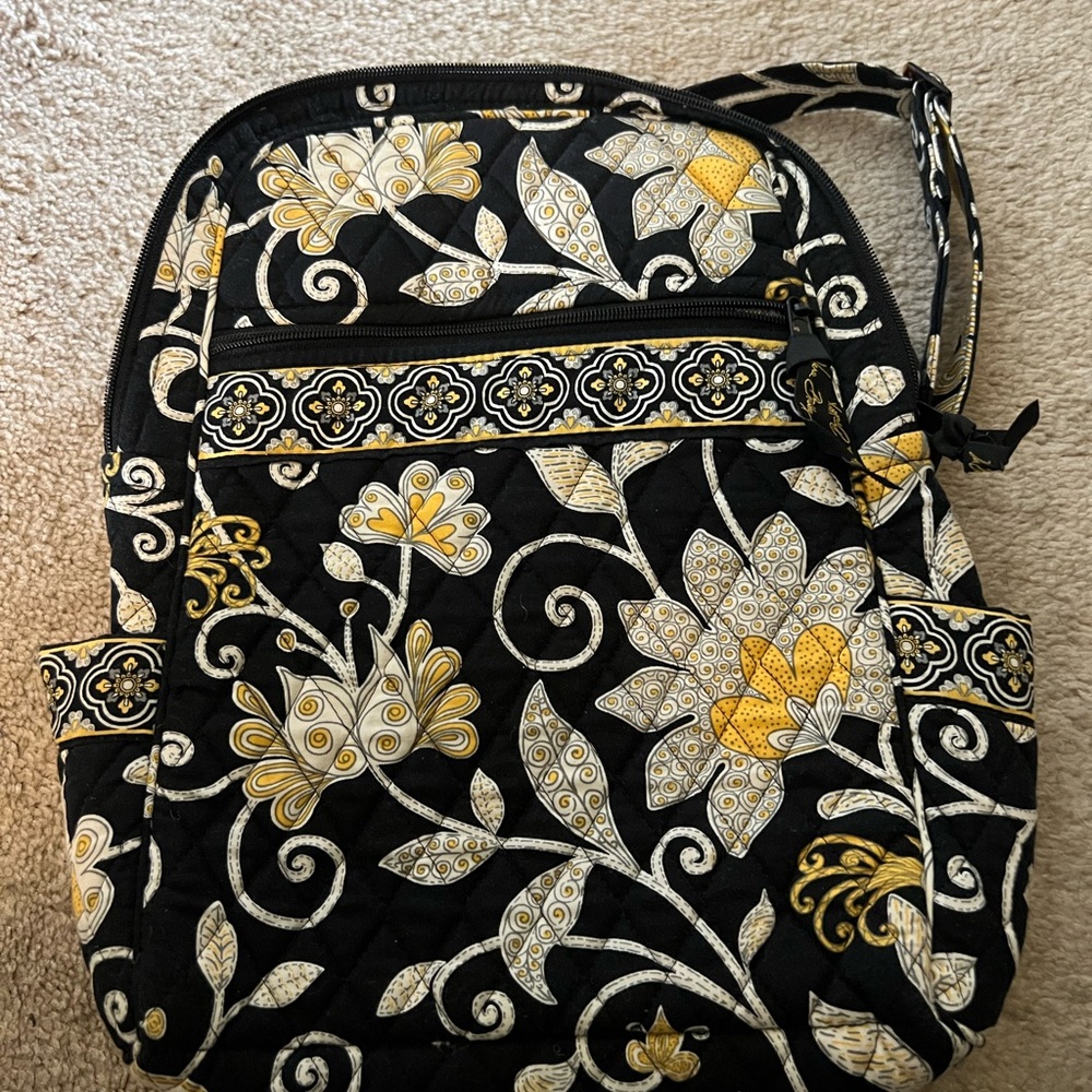 Vera Bradley Black and Yellow Floral Backpack